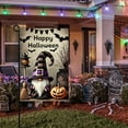 thumbnail image 4 of 1pc 2D flat Halloween Dwarf Courtyard Flag, Witch decoration with pumpkin and bat, Halloween Happy Sign, indoor/outdoor hanging decoration, Halloween Courtyard flag, perfect for gardens, lawns, farmh, 4 of 5