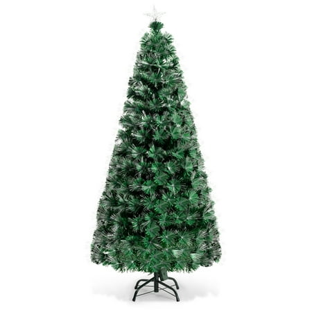 5Ft Double-Color Pre-Lit Fiber Optic Christmas Tree w/ 8 Flash