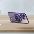 thumbnail image 6 of Decase Plating Clear Case Compatible with Mag Safe Accessories for iPhone 13 Pro, Shockproof Kickstand Ring Holder Stand Case Luxury Magnetic for Car Mount Holder Slim Hard Back Case, darkpurple, 6 of 8