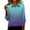 Purple, variant on 3/4 Sleeve Top for Women Fashion Casual Gradient Color Lapel Collar Loose Trendy Blouse Black XXL