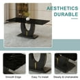 thumbnail image 5 of JUFU 71" Black Faux Marble Dining Table Set for 6, Modern Dining Room Table with PU Leather Chairs and Golden Legs, Elegant Dining Set for Kitchen & Living Room, 5 of 9