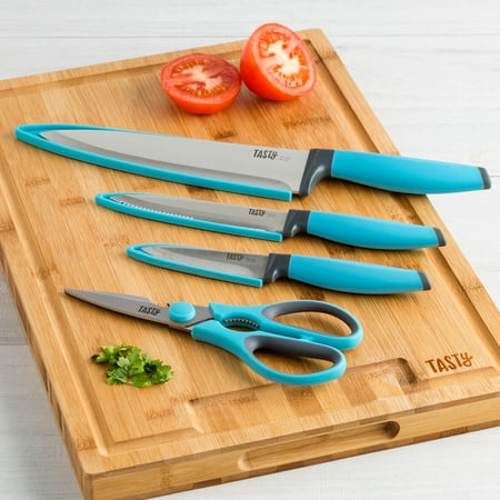 Tasty Stainless Steel Blue Knife Set With Shears 4 Piece
