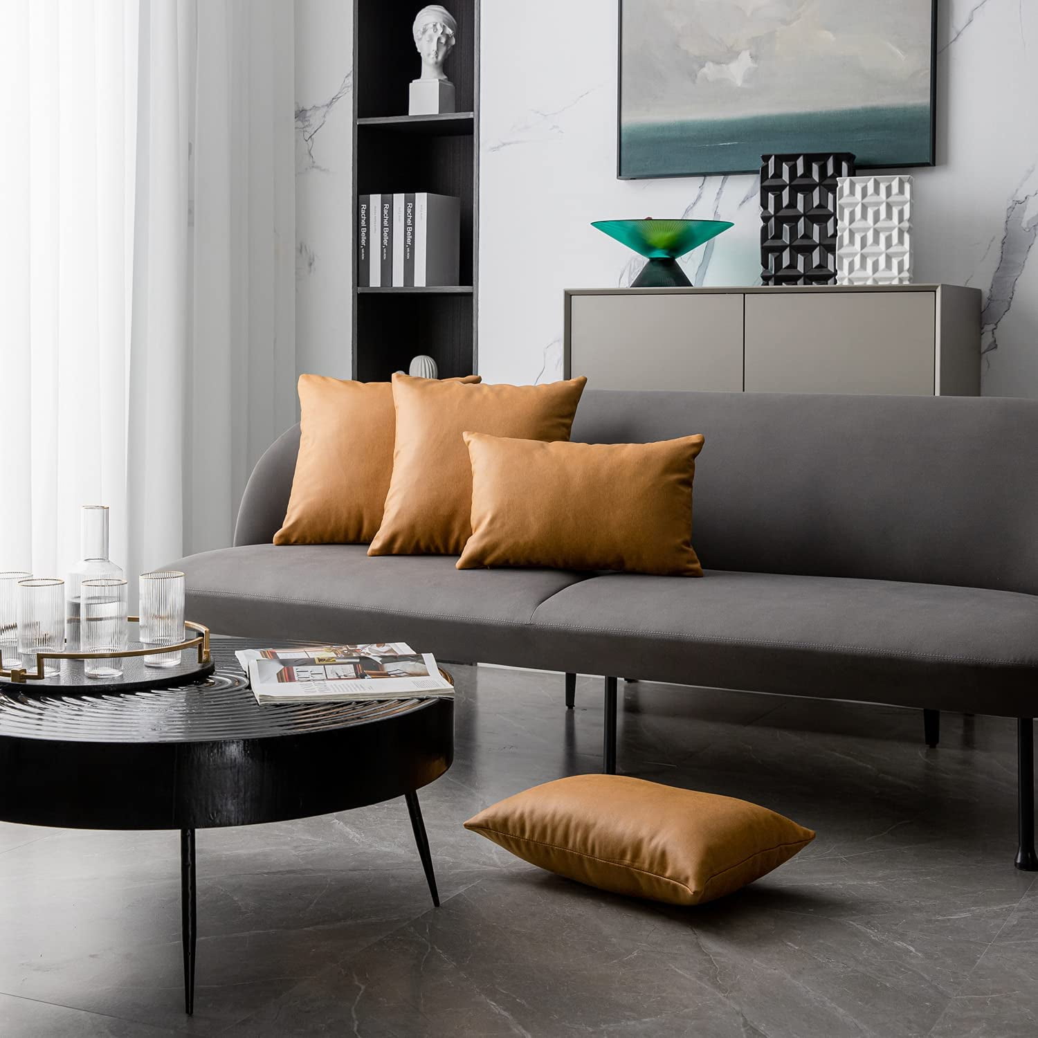 Faux leather pillow cover 24x24 sale