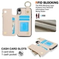 thumbnail image 5 of Allytechgroup iPhone XS Max Wallet Case, RFID Blocking Zipper Pocket Ring Holder Kickstand Bumper Shockproof Portable Durable Phone Case for Apple iPhone XS Max, White, 5 of 8