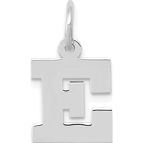 14K White Gold 14Kw Small Block Letter E Initial Charm Made In United States yc665e