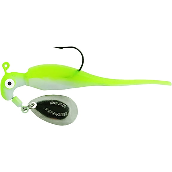 Road Runner Slab Runner Underspin with Baby Shad Jig Bone White Chartruese 1/8 oz