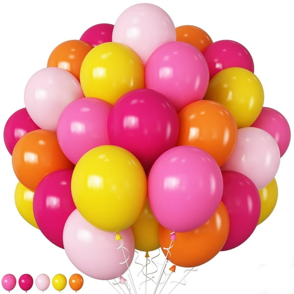 Pink and Orange Balloons Light Pink Hot Pink Yellow Autumn Latex Balloons Pastel Pink Yellow Orange Helium Balloon for Fall Birthday Halloween Thanksgiving Tropical Fire Truck Party Decorations