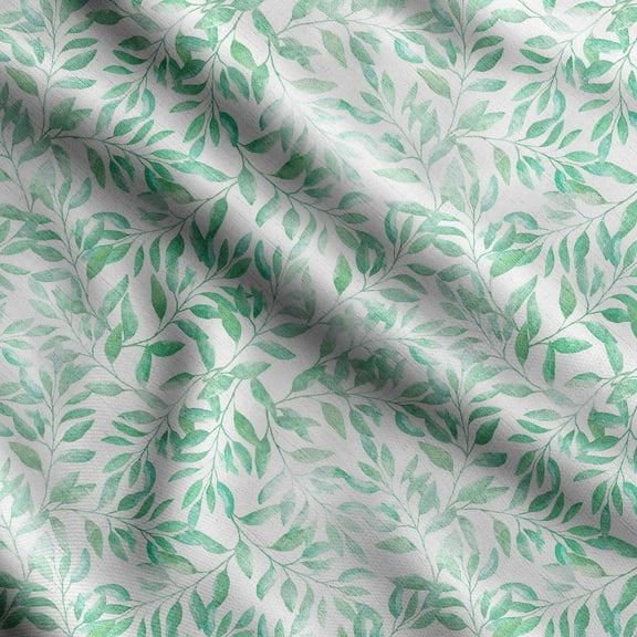 Soimoi Leaves Print, Silk Fabric, Decor Sewing Fabric by The Yard 42 Inch Wide,Decorative Fabric for Shirts Suits Ties, Sea Green