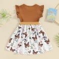 thumbnail image 3 of Bagilaanoe Little Girl Summer Dress Toddler Butterfly Print Fly Sleeve A-line Dresses with Belt 4T 5T 6T 7T Kids Casual Swing Sundress, 3 of 7