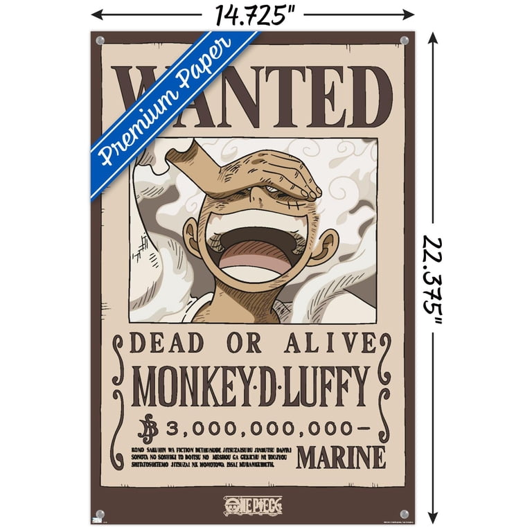 One Piece - Monkey D Luffy Wanted Poster Wall Poster with Push