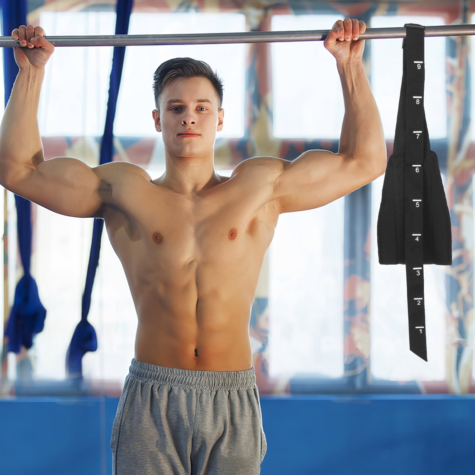 HOMEMAXS  Workout Equipment Daily Use Pull up Bar Hanging Straps Lifting Hooks Fitness Black