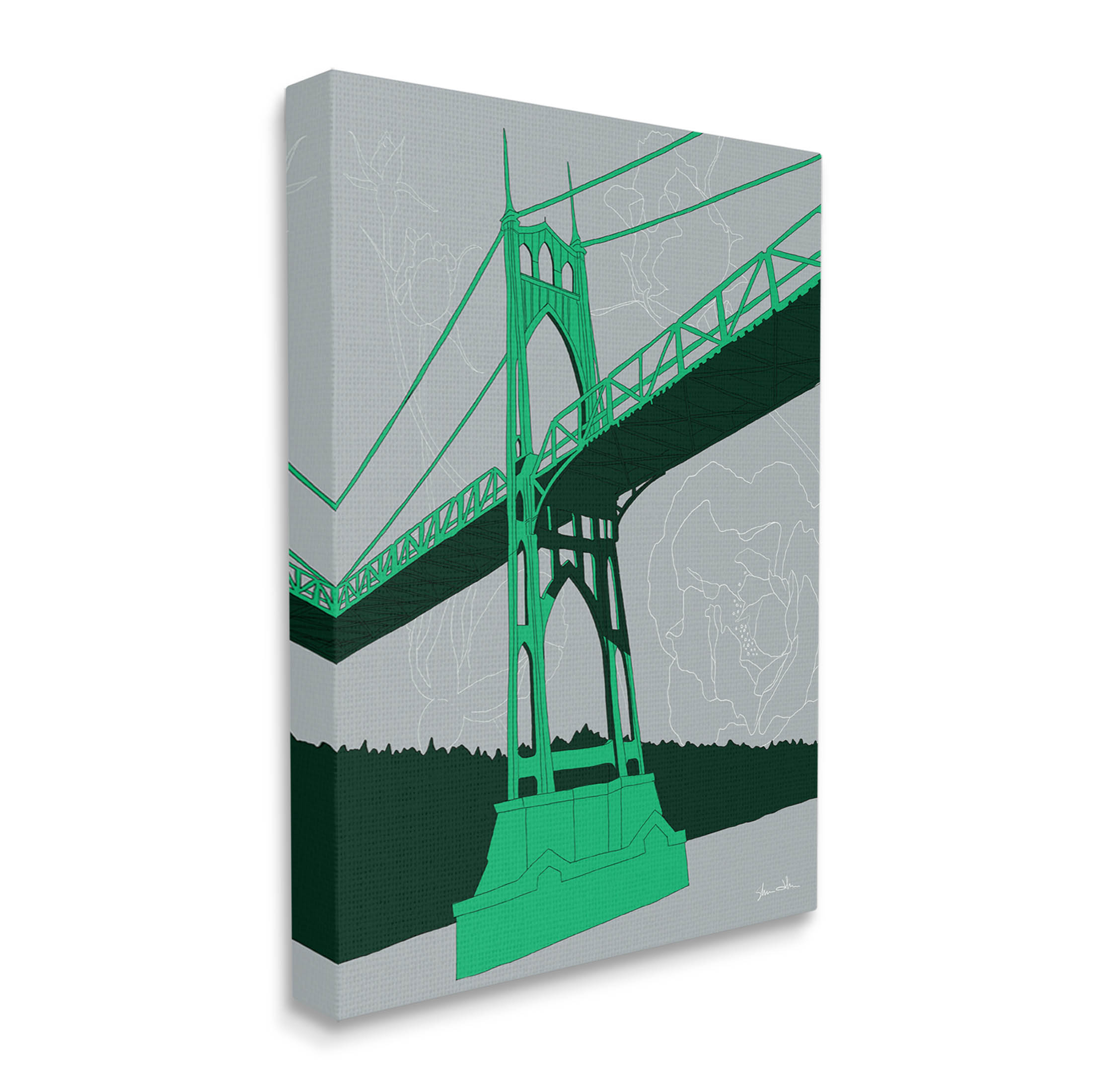 Stupell Industries Modern Floral Bridge Architecture Graphic Art Gallery Wrapped Canvas Print Wall Art, Design by Shane Donahue