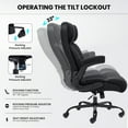 thumbnail image 6 of Ninecer 500lbs Big and Tall Office Chair with Inflatable Lumbar Support, Ergonomic Executive Desk Chair with Extra Wide Seat, Adjustable Height Computer Chair, Heavy Duty Fabric Office Chair, Black, 6 of 8