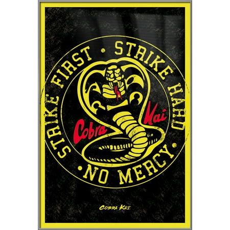 Cobra Kai - Framed TV Poster (Emblem) (Strike First Strike Hard) (24" x 36") (Silver Aluminum Frame)