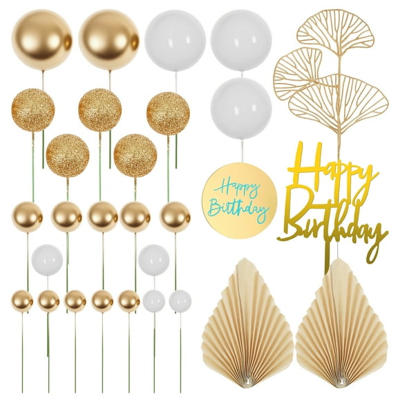 Keyohome 29 Pcs Cake Topper Decorative Cake Topper with Palm Leaves Easy to Use for Birthday Baby Shower Wedding Party Decorations