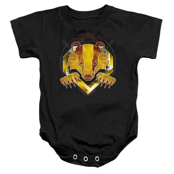 Harry Potter Hufflepuff Dedication Patience Loyalty Unisex Infant Snap Suit for Baby (12 Months) Black