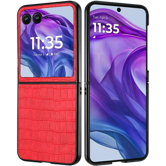 XPM for Motorola Razr PLUS (2025 /2024) Phone Case, PU Vegan Leather Case, Premium Snap-On Hard Shell Cover, Slim Fit Protective Matte Finish Cover for Motorola Razr PLUS (2025 /2024) (Red)