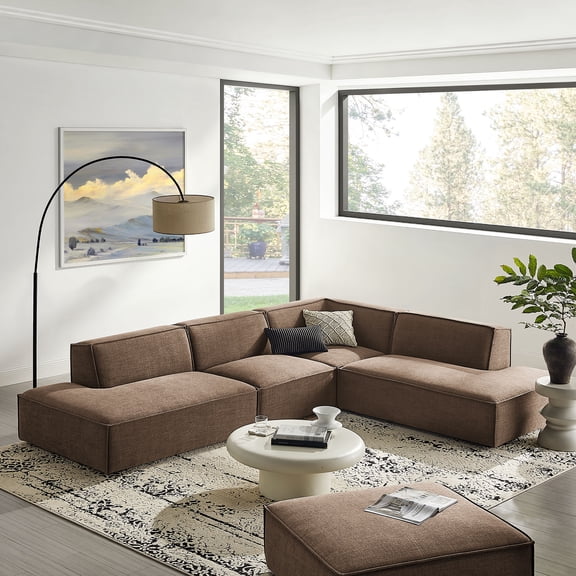 Restore 4-Piece Fabric Upholstered Modular L-Shaped Armless Sectional Sofa
