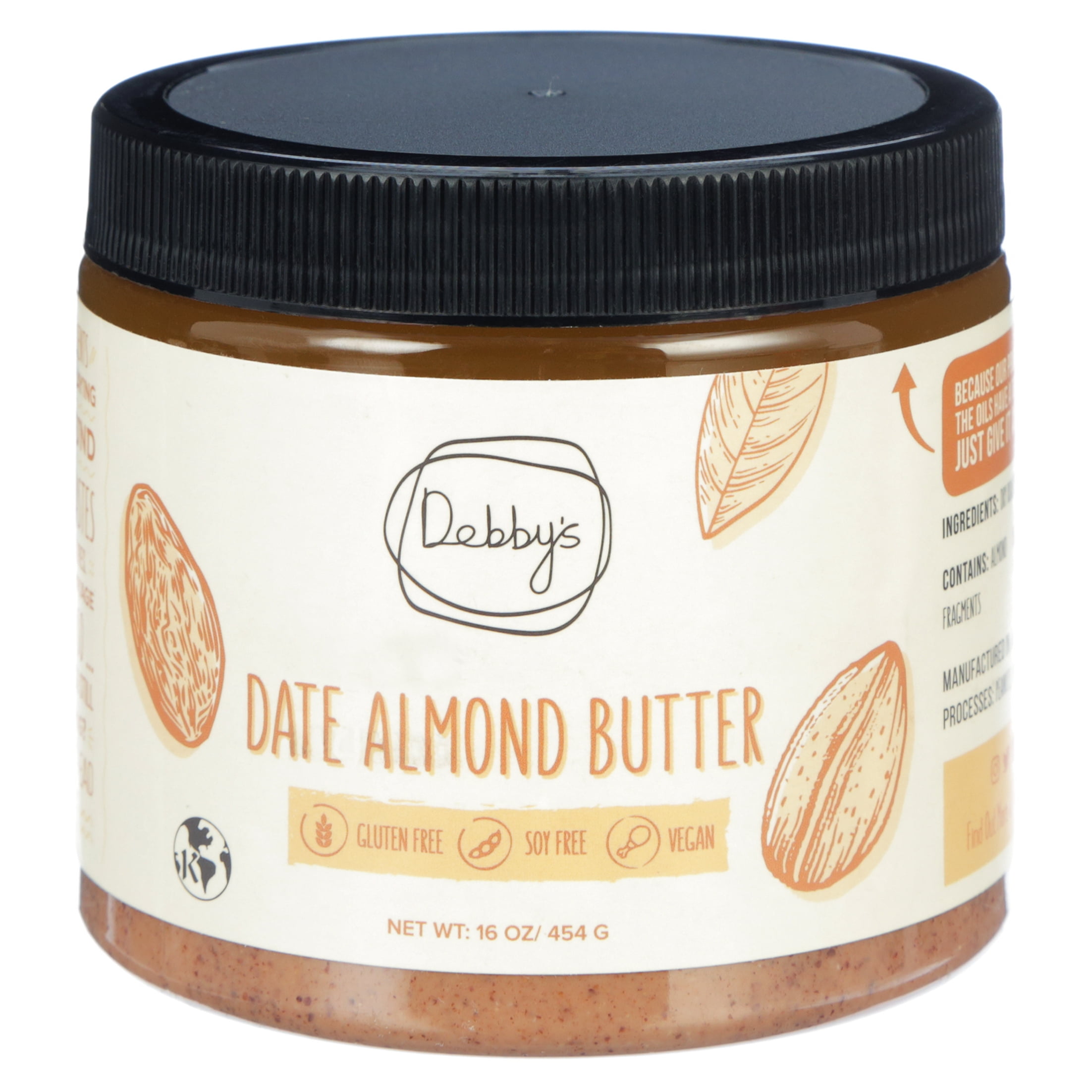 Debby's Debby's Date Sweetened Gluten Free, No Added Sugar Almond Butter 16oz — product image