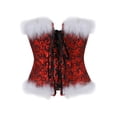 thumbnail image 3 of Christmas Lingerie Corset Top Christmas Outfits for Women Lingerie Satin Santa Costume Red Furry Lace Boned Bustier Top, 3 of 9