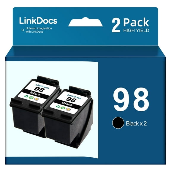 98XL Ink Cartridge Compatible for HP 98 C9364W Ink to use with Officejet 100 150 H470 6310 PhotoSmart C4180 C4580 C4150 2575 8050 Deskjet 5940 Printer (2 Black)