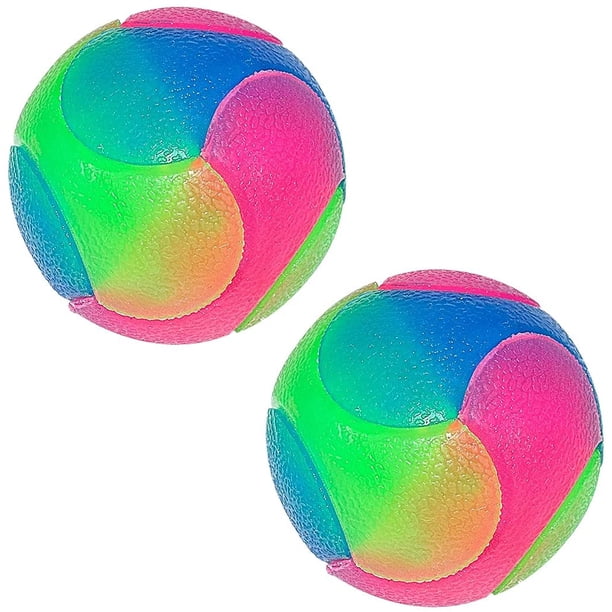 Pelota LED interactiva para perros (paquete de 2), con luz y rebote, con banda elástica intermitente y purpurina, 7 cm