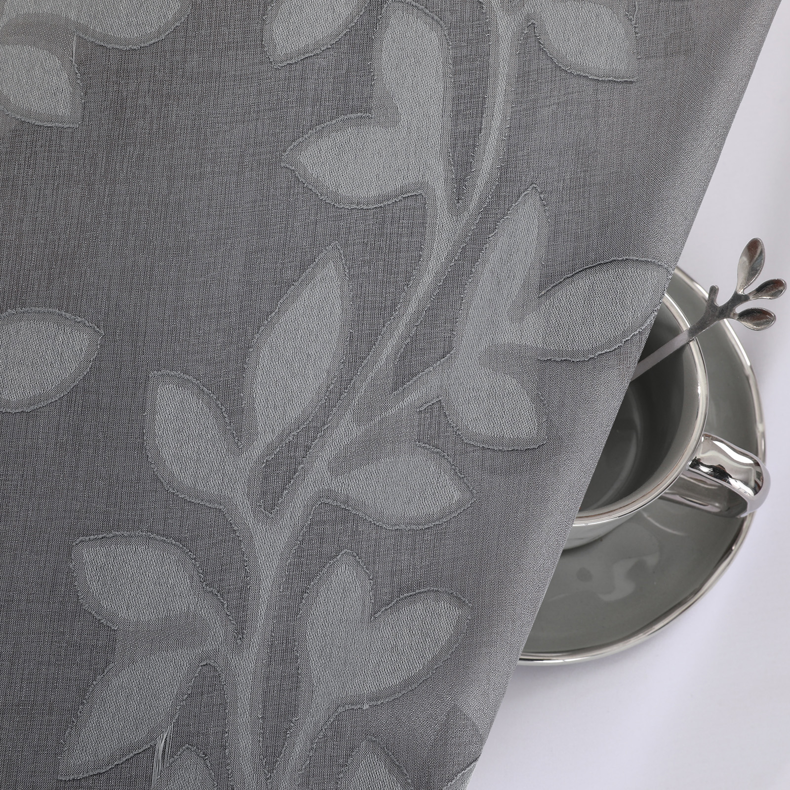OVZME Darla Sheer Curtains 54 Inch Length, Charcoal Grey photo 2