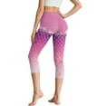 thumbnail image 2 of SCRAWLGOD Mermaid Scales Seashell Pink Stretch Capri Leggings for Women, Lightweight High Waisted Yoga Pants with Pockets, Breathable Tummy Control Workout Leggings Yoga Capris, 3XL, 2 of 7