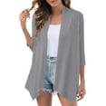 thumbnail image 2 of Guieoi Womens Tops Plus Size Women's Casual 3/4 Sleeve Cardigan Soft Open Front Cardigans Gray Black*Friday/Cyber*Monday Clearance, 2 of 9