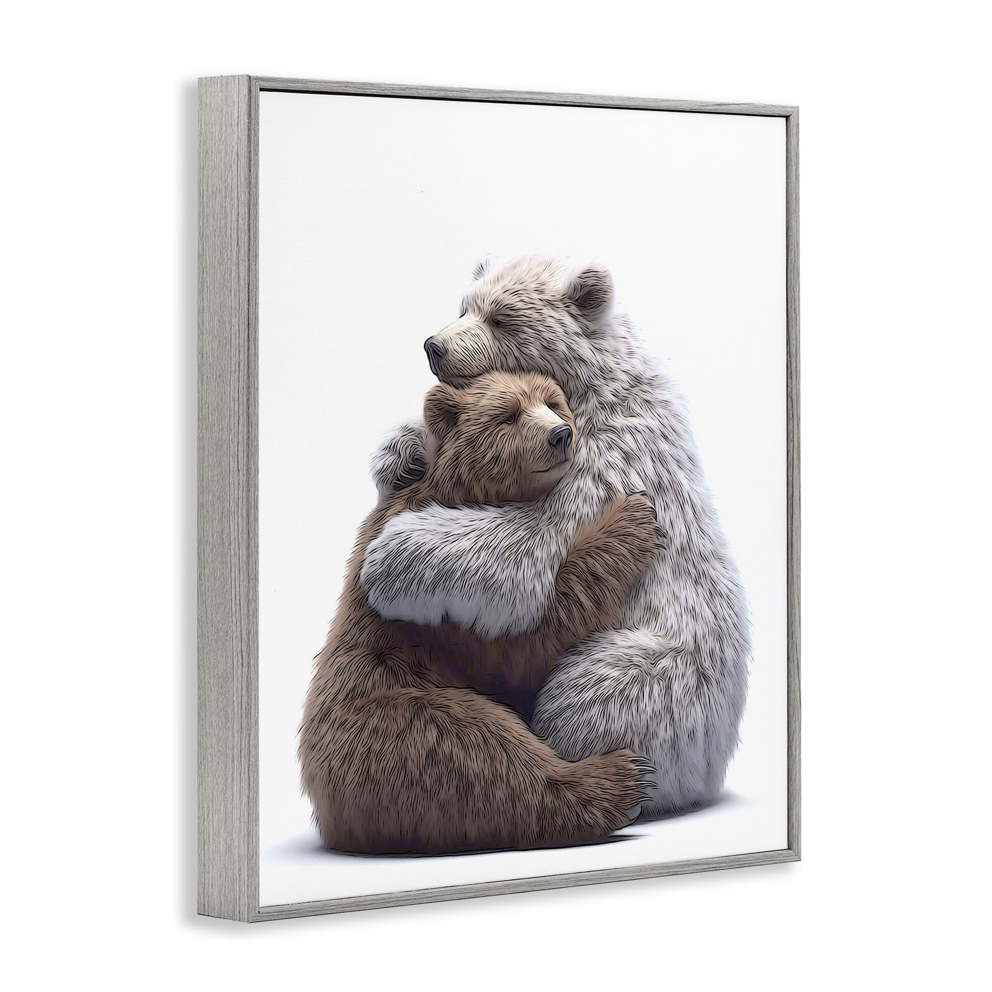 Stupell Industries Hugging Bear Pair Animals & Insects Painting Gray Framed Art Print Wall Art, 11 x 14