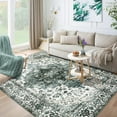 thumbnail image 2 of Hasoo Area Rug 8' x 10' Vintage Washable Rug Oriental Floral Rug for Dining Room Dorm, Green, 2 of 5