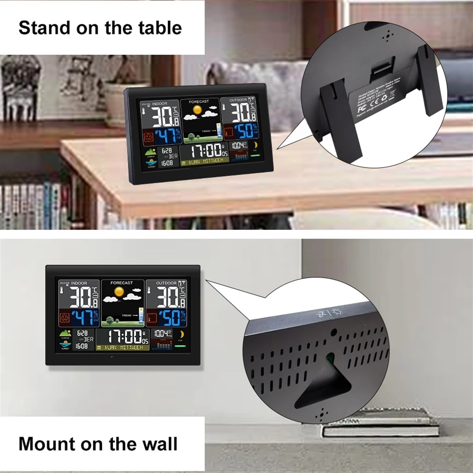 E0160 Wireless Weather Station Thermometer Hygrometer Temperature Meter Forecast With Radio Control Time Function