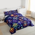 thumbnail image 3 of Feelyou Child Purple Robot Queen Comforter Set, Cartoon Bedding Comforter Set, 3 Pieces, 3 of 8