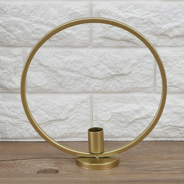 Tebru Round Circle Iron Candlestick Craft Desk Candle Holder for