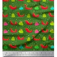 thumbnail image 1 of Soimoi Green Cotton Voile Fabric Santa Bag,Tree & Sleigh Christmas Print Fabric by the Yard 56 Inch Wide, 1 of 3