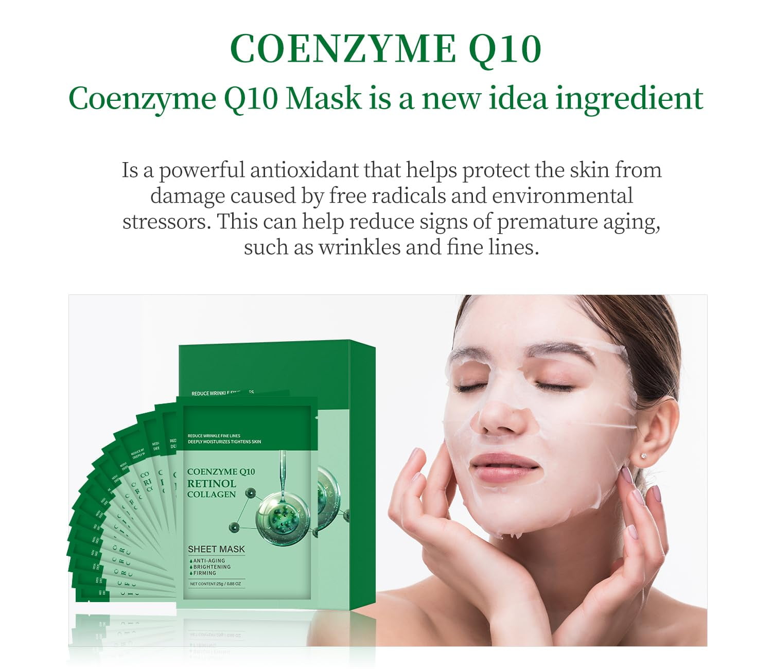 Mooyam 10 Pack Collagen Face Mask, Face Masks Skincare with Coenzyme Q10 Retinol Anti Aging Facial Masks Skin Care Hydrating Face Beauty Care Masks for Deep Repairing and Moisturizing Anti Wrinkles