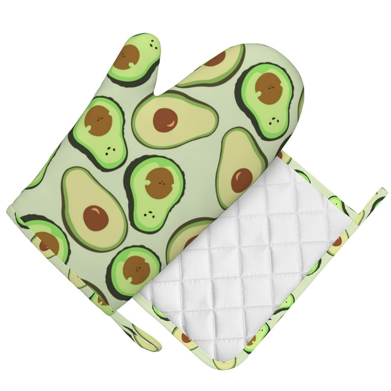 4PCS Oven Mitts and Pot Holders Sets, Lime Green Horizontal Striped Oven  Mitts Set Heat Resistant Kitchen Microwave Gloves Safe for Baking,Cooking