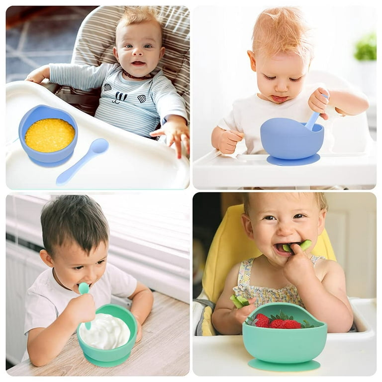 2 Pack Baby Bowls, Silicone Stay up Food Bowl for Kids and Toddlers with  Improved Super Suction Base 