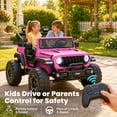 thumbnail image 3 of 24V Jeep Wrangler Rubicon Ride On Car 2 Seaters for Big Kids, Powered Ride On w/4 Wheels Spring Suspension, Parent Remote Control, LED Lights, Bluetooth, MP3, Ride On Toy for Ages 3-8, 3 of 9