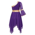 thumbnail image 3 of YONGHS Kids Girls Color Block Liturgical Praise  Lyrical Dance Dress Loose Fit Worship Costume Purple 10, 3 of 7