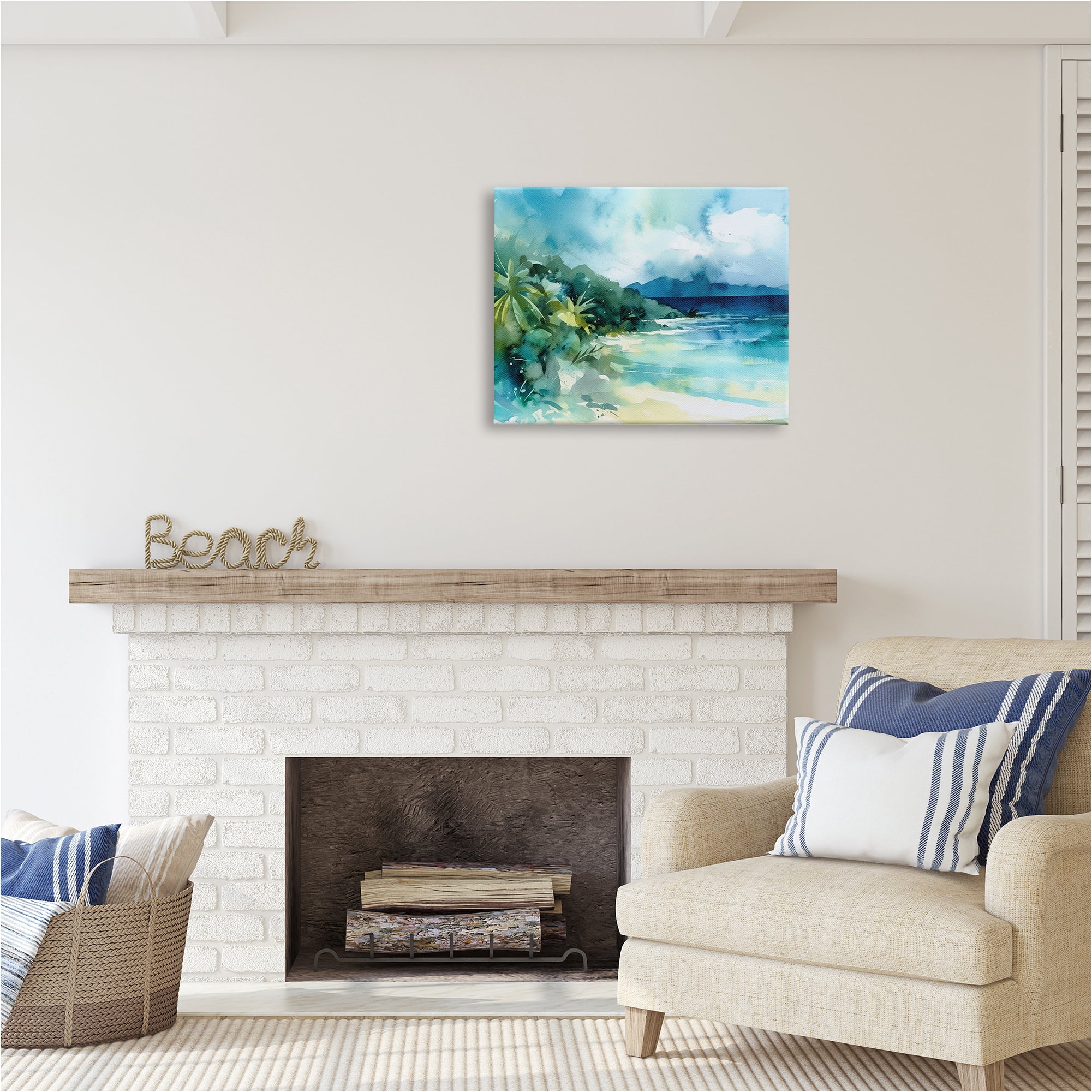 Stupell Industries Abstract Tropical Landscape Landscape Painting Gallery Wrapped Canvas Art Print Wall Art, 30 x 24