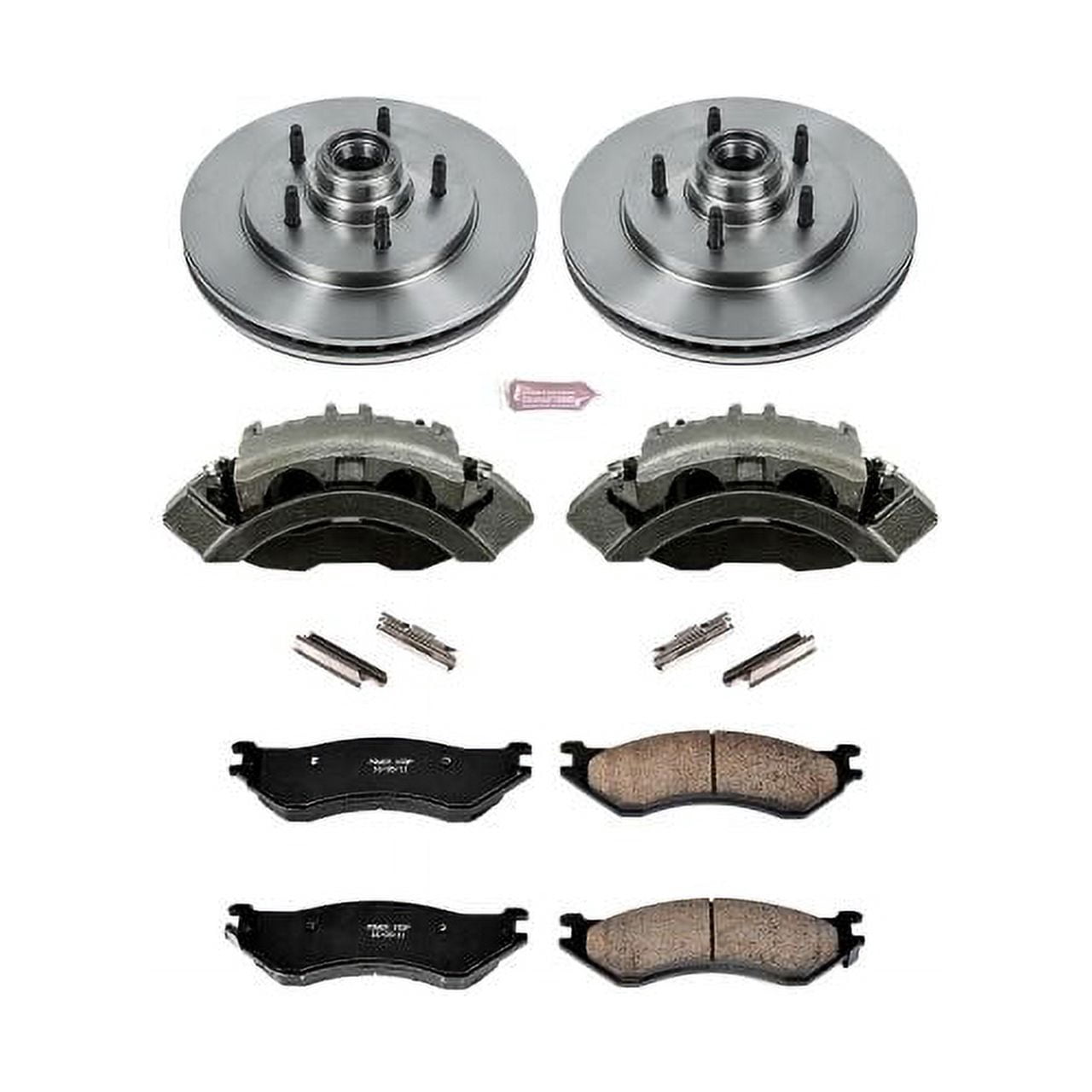 PowerStop Front Stock Replacement Brake Pad and Rotor Kit with Calipers Fits: FORD LINCOLN Select Models KCOE1878