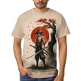 thumbnail image 4 of LAOLIUSN Men’s All Over Print Graphic T-Shirt, Japanese Samurai Ronin Katana Rising Sun Torii Dragon Sakura 3D Printed Streetwear Tee, Short Sleeve Crewneck, S-4XL, 4 of 7