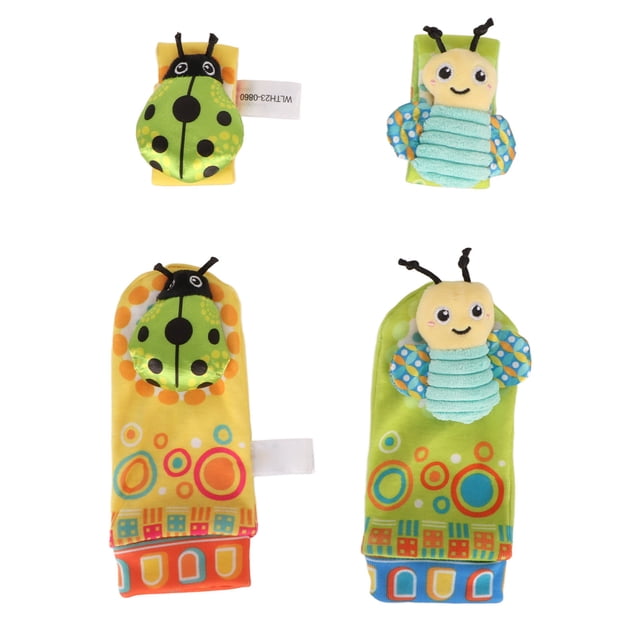 Conjunto de calcetines con sonajero de muñeca para bebé, sonajeros de manos y pies de animales de dibujos animados suaves y bonitos para bebés de 0 a 1 años tipo 2