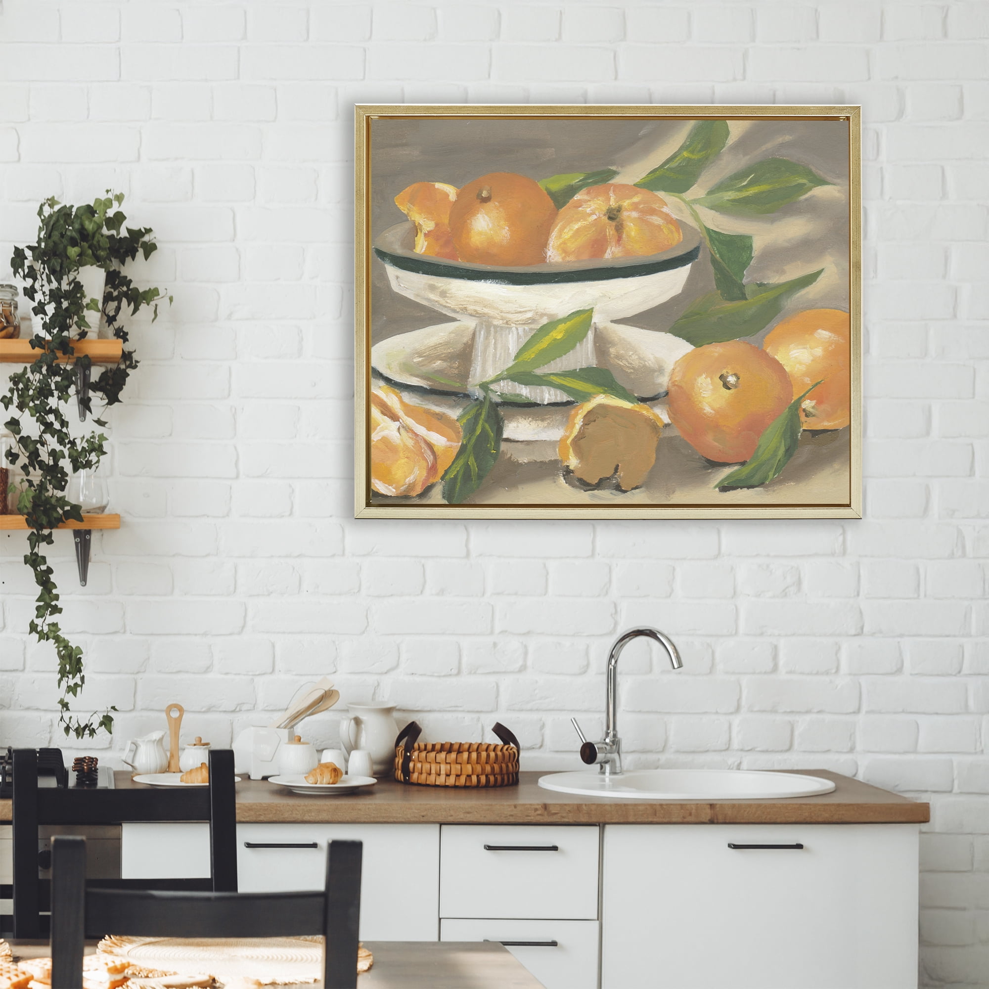 Stupell Industries Oranges in Stillness Gold Framed Floater Canvas Wall Art, design by Melissa Wang