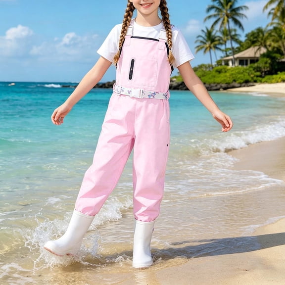 MEZZALL Children Jumpsuits Rain Pants And Rain Boots Combined For Water Wading Waterproof Bib Rain Pants Adjustable Overalls for Kids Versatile One-Pieces