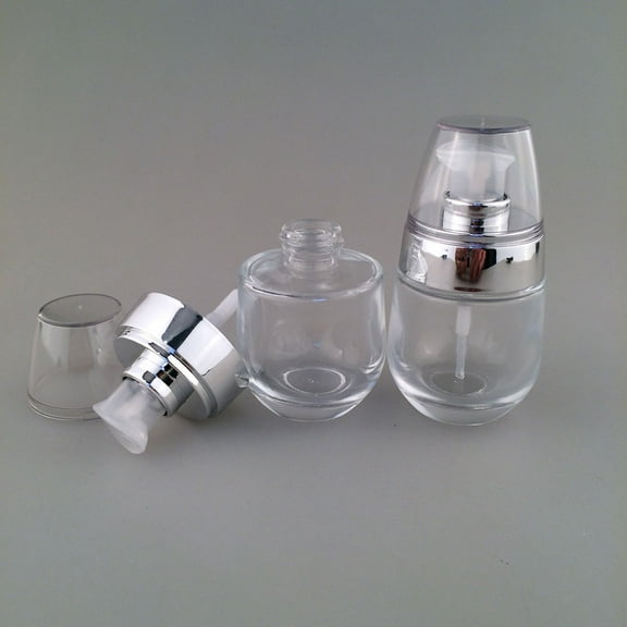 OUNONA 2 PCS Cosmetic Pump Packing Glass Empty Bottle Empty Makeup Containers 8x4.5 Cm
