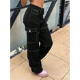 thumbnail image 2 of Aprpith Women's Jeans Patchwork design cargo pants Comfortable Suitable for Daily Wear Regular Sizes, 2 of 6