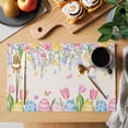 thumbnail image 2 of Spring Floral Easter Placemats Set of 12 Pastoral Tulip Flowers Rustic Place Mats Indoor Wipeable Table Mats Washable Cloth Dining Table Placemats for Kitchen Holiday Party Home Decor 13x19 Inch, 2 of 9