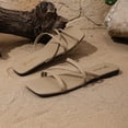 thumbnail image 7 of Domuza Women's Flat Sandals Summer Soft Lightweight Square Open Toe Slides Beach Vacation Pool Casual Home Shower Slipper Camel 9（EU-42）, 7 of 7